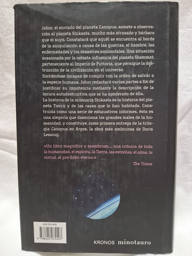 Shikasta Canopus En Argos: Archivos Doris Lessing (Usado)