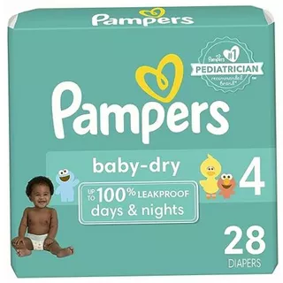 Pampers Pañales Baby Dry, Tamaño 4, 28 Unidades