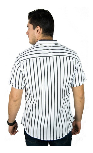 Camisa Manga Corta De Rayas Slim Fit