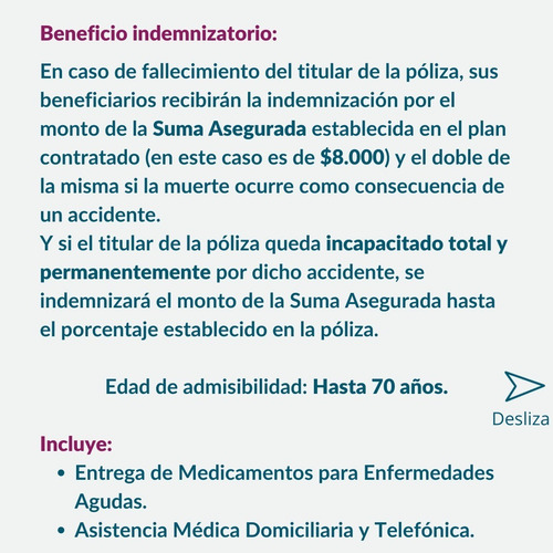 Imagen 2 de 4 de Seguro De Accidentes Personales Suma Asegurada $8.000