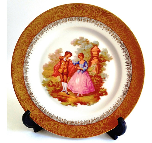 Plato Decorativo Porcelana Francesa Vintage Escena Fragonard