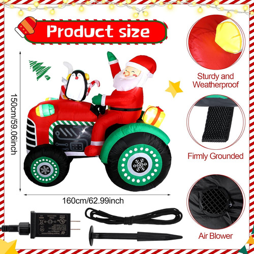 Retisee De 5 Pies De Altura Navidad Inflable Santa Claus Tra