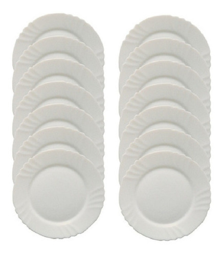12 Pratos Rasos Para Sobremesa Com 20 Cm Em Vidro Cor Branco
