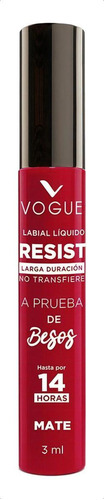 Labial Vogue Cosméticos A Prueba de Besos Resist color decidida mate