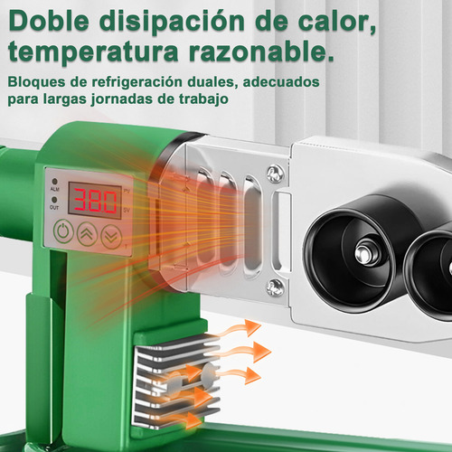 1200w Termofusor Kit Con Pantalla Digital y 6 Dados 20-63mm Merion Verde