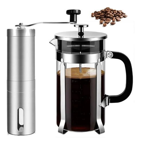 Molinillo Granos Café + Jarra Cafetera Francesa Embolo 600ml