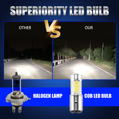 Bombilla Led Blanca Ba20d H6 4 Cob De 12 V Para Bicicleta, C