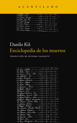 Libro Enciclopedia De Los Muertos De Kis, Danilo