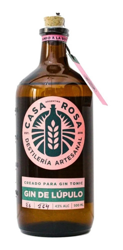 Imagen 1 de 10 de Gin Casa Rosa 500ml. - Gin De Lúpulo Artesanal - Cuotas