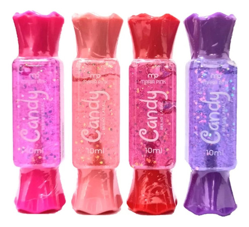 4 Brilho Labial Candy Mp10039 - Kit Maria Pink 