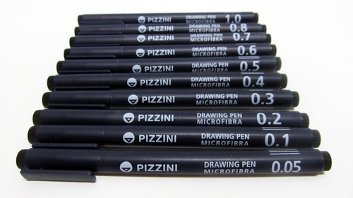 Estilografo Pizzini Graduados 0,1 A 1mm Microfibras X 10 Un