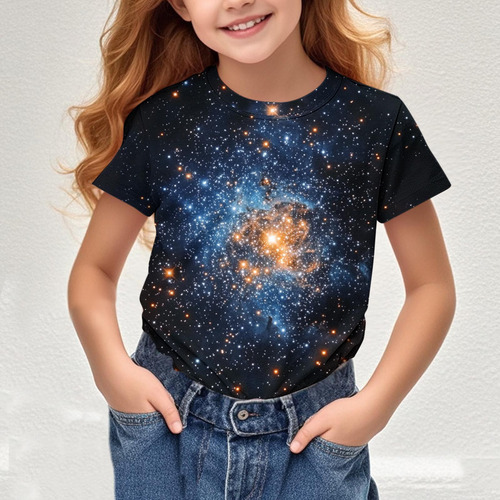 Blusa Casual Infantil De Verão Estampada F Com Tamanho R 500