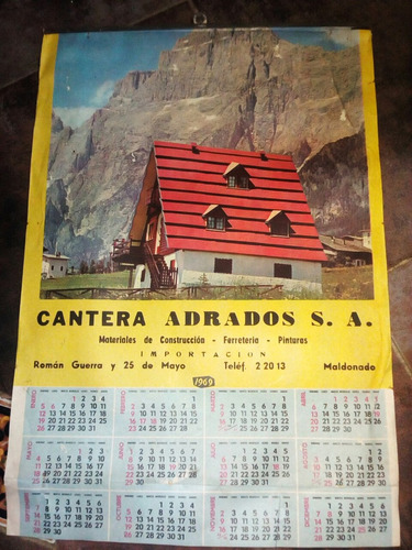 Antiguo Almanaque Calendario Año 1969