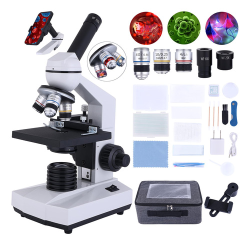 Poothoh Microscopio Monocular Compuesto 40x-2000x Con Conjun