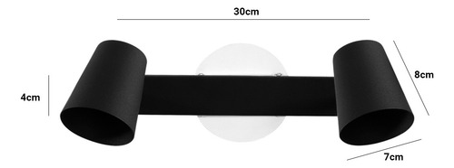 Aplique Pared Riel Spot 2 Luces Direccionable Dicro Led Gu10 Estructura Negro