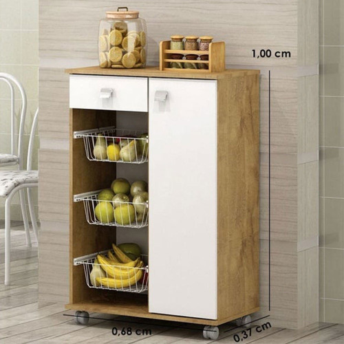 Imagem 2 de 4 de Fruteira Natasha 1 Porta 1 Gaveta Castanho