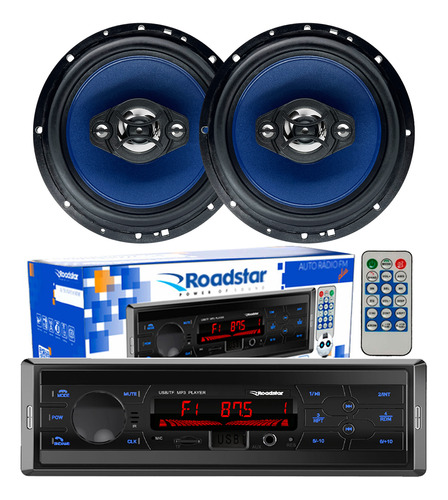 Kit Alto Falante 6 Pol + Toca Rádio Carro Mp3 Player Usb Fm