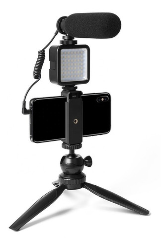 Imagen 2 de 10 de Microfono Profesional + Luz Led + Soporte Vlog Maono Cm11pl