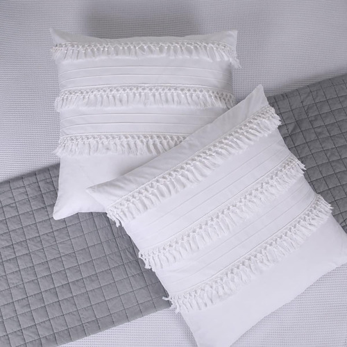 Almohadas Blancas Boho Shams Shabby Chic Macramé Tassel