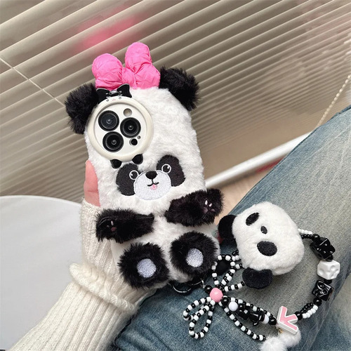 Funda De Teléfono De Felpa Con Lazo Colgante Carcasa A Pru
