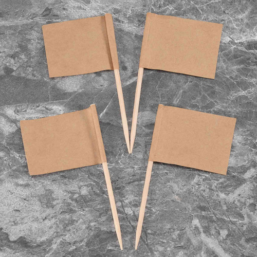 Pacote De 200 Bandeiras De Palito De Dente Em Branco Kraft P