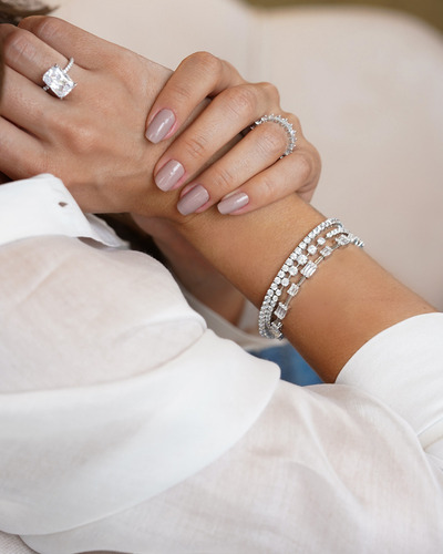 Pulseira Feminina Riviera Timeless Zircônia 3mm Em Prata 925 Cor Prateado