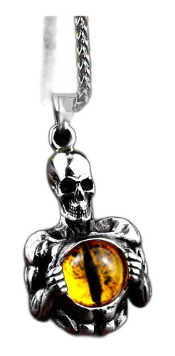 Collar De Hombre Calavera Cráneo Ojo Punk Acero Inoxidable