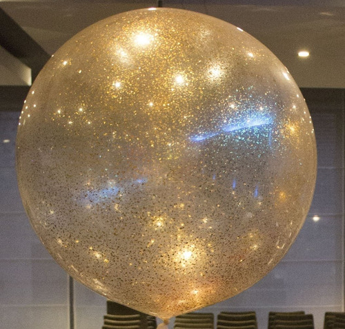 Globos Burbuja Escarchado Dorado Transparente 45cm 18