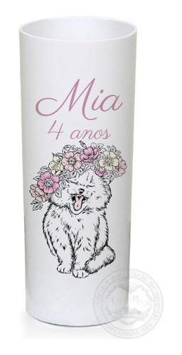 20 Copos Personalizados Long Drink 320ml Gatinho