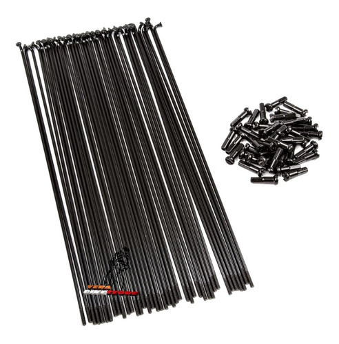 Rayos 2mm Niples Negros Bicicleta 285mm Acero Taiwan 72 Unid