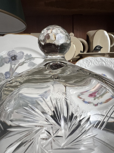 Campana Antigua Cristal Hialino Tallada Quesera Bombonera (Usado)