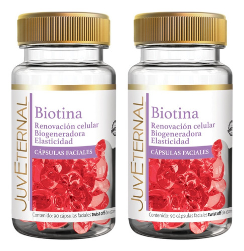 Juveternal 2x1 Cápsulas Faciales De Biotina 90 Cápsulas C/u Momento De Aplicación Día/noche Tipo De Piel Todo Tipo De Piel