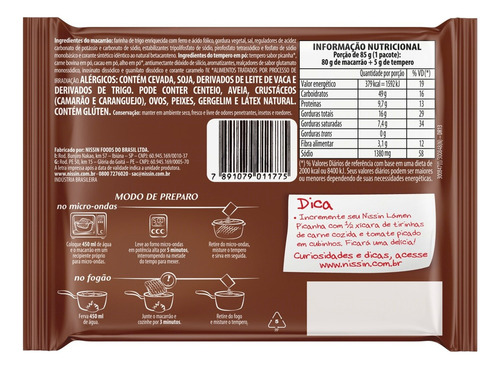Kit Com 5 Miojo Nissin Lamen Picanha 85g