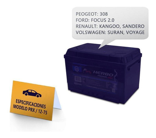 Bateria Herbo 12x75 Premium Max Reforzada Envio Todo El Pais