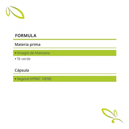 Vinagre Manzana + Té Verde, 2 Frascos, 120 Cápsulas