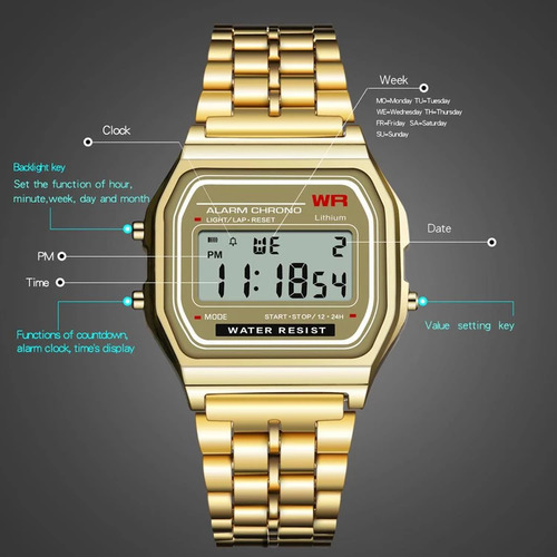 Reloj Caballero Cazio Retro Vintage A168 Dorado Dorado Dorado