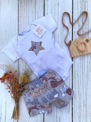 Conjunto Hermoso De Algodón Short Y Bodie Bebé