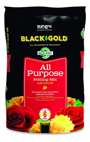 Sun Gro Horticulture 8 Cuartos De Galón De Oro Negro  Tierra