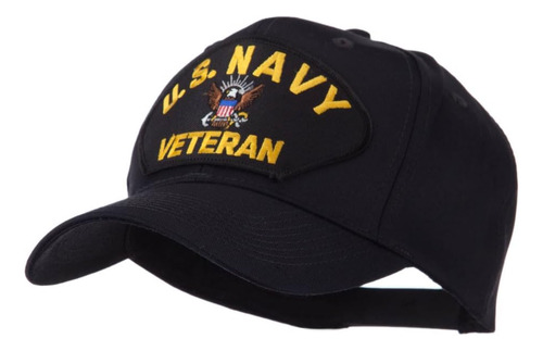 Gorra Militar Con Parche Grande Para Veteranos - Us Navy Bla