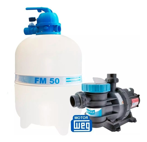 Kit Filtro P/piscina Fm 50 + Motobomba Bm 75 Sodramar 3/4 Cv