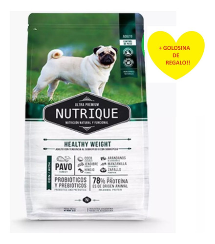 Alimento Nutrique Perro Healthy Weight 15k + Regalo!!