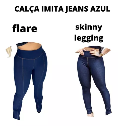 Kit 2 Legging Jeans Cós Alto Estilosa Imita Jeans COTON
