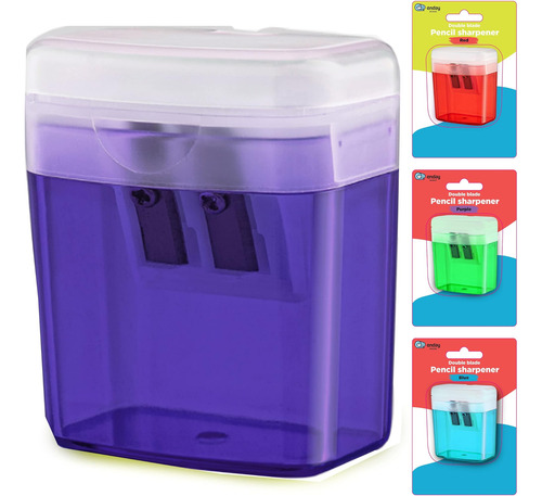 Sacapuntas De Doble Orificio Manual De Color Morado, Sacapun