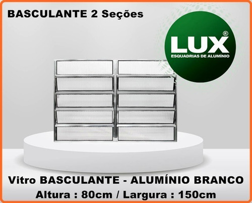 Imagem 3 de 6 de Vitro Basculante Alumínio Branco 80x150cm - C/ Vidros 3mm