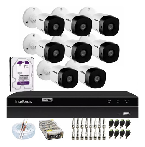 Kit Intelbras 8 Cam 1120b Dvr  Inteligente 1208 C/1tb Purple