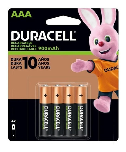Bateria Duracell Aaa Recargable 900 Mah Paquete Con 4 Pilas
