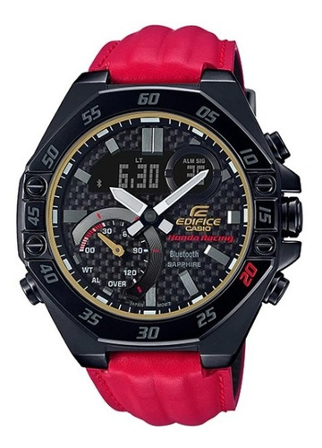 Reloj Casio Edifice Honda Rancing Ecb-10hr-1a Hombre Color de la correa Rojo Color del bisel Negro Color del fondo Negro