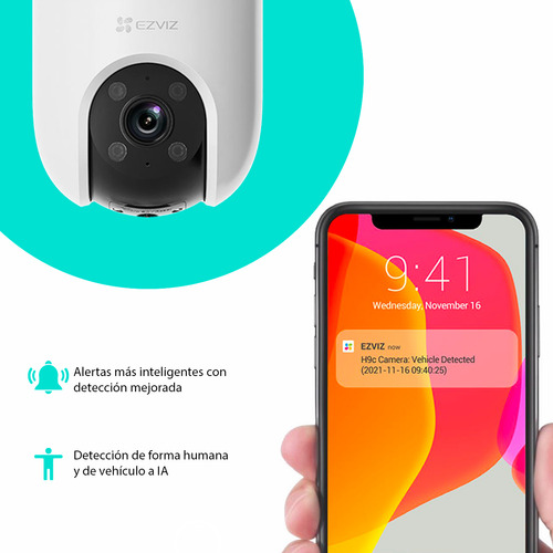 Ezviz Kit De Videovigilancia Cronos Cámara Cs-h9c-plus-256 + Micro Sd 256gb Pt Doble Lente 10 Mp H9c Detección Humana Y Vehículo Visión Nocturna A Color Sirena Y Luz Estroboscópica Audio Bidireccional