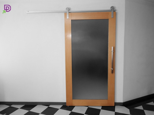 Kit Porta Alumínio Escovado 2m + Puxador Flat 50cm Escovado