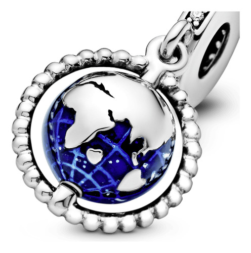 Dije Charm De Plata S925 Compatible Viajes Calidad Premium Mundo Giratorio